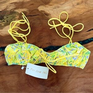 For Love Bell Yellow Floral Bikini Top - Size Small